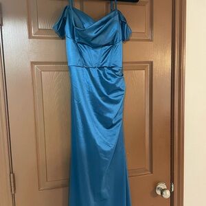 Elegant Blue Off-Shoulder Dress